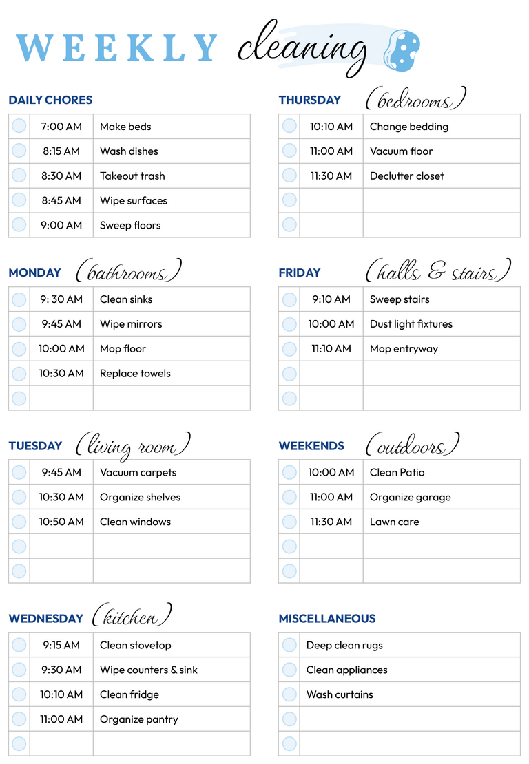 Weekly Maintenance Schedule Template - Highfile