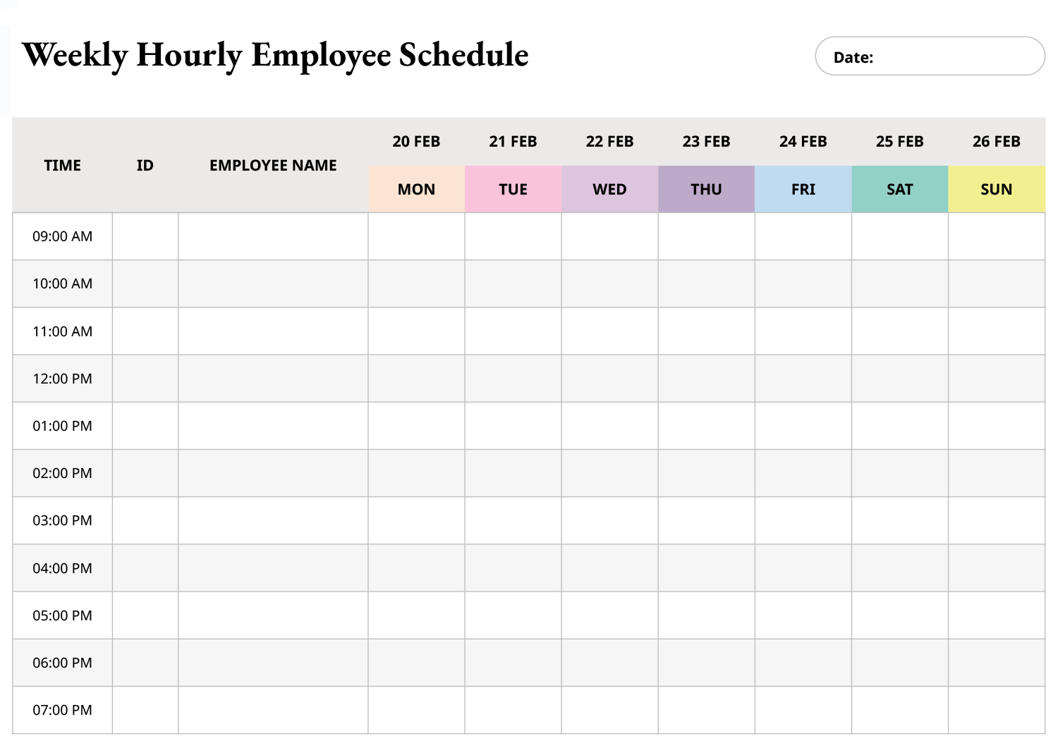 Weekly Hourly Employee Schedule Template - Google Slides | PowerPoint ...