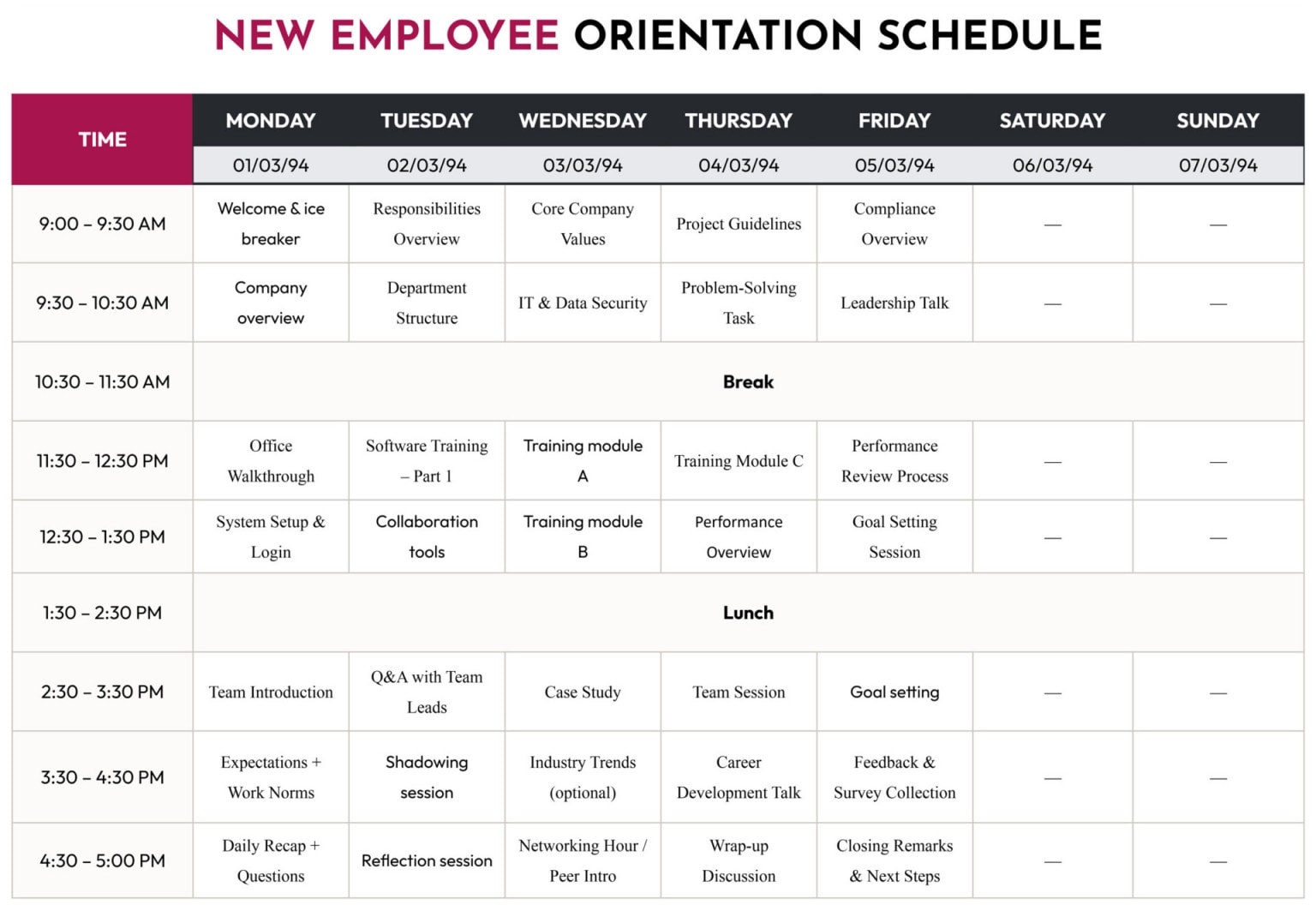Employee Break Schedule Template - Google Slides | PowerPoint - Highfile