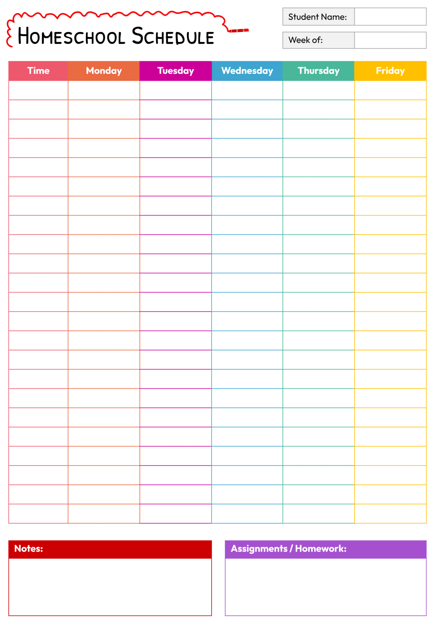 Free Homeschool Hourly Schedule Template - Edit and Print