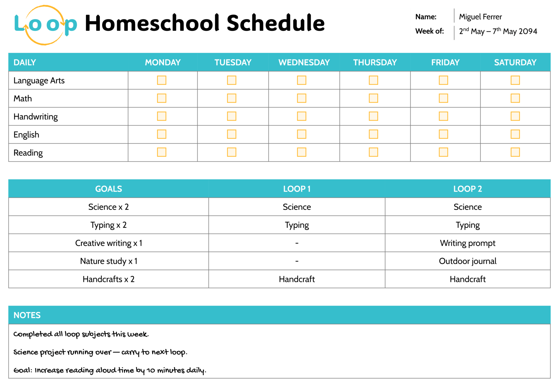 Free Monthly Homeschool Schedule Template - Edit and Print