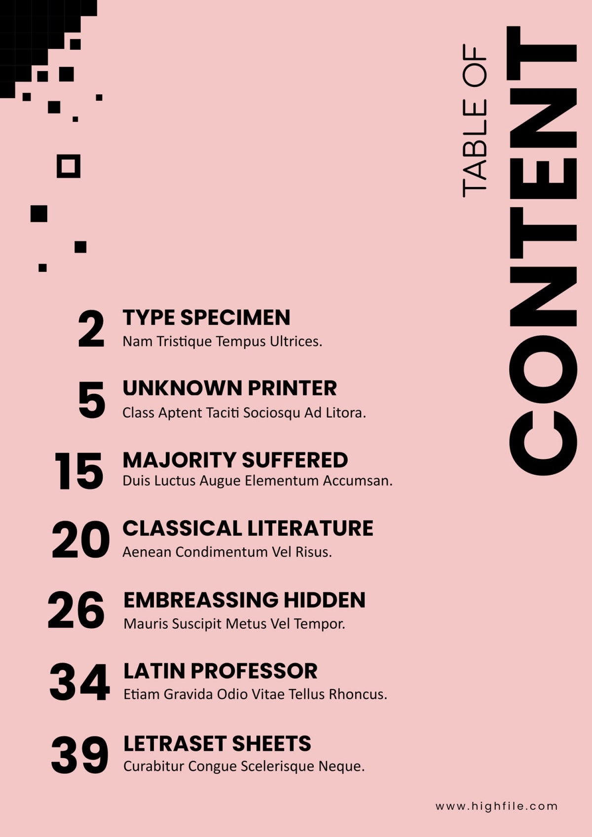 Free Customizable Table of Contents Templates - Highfile