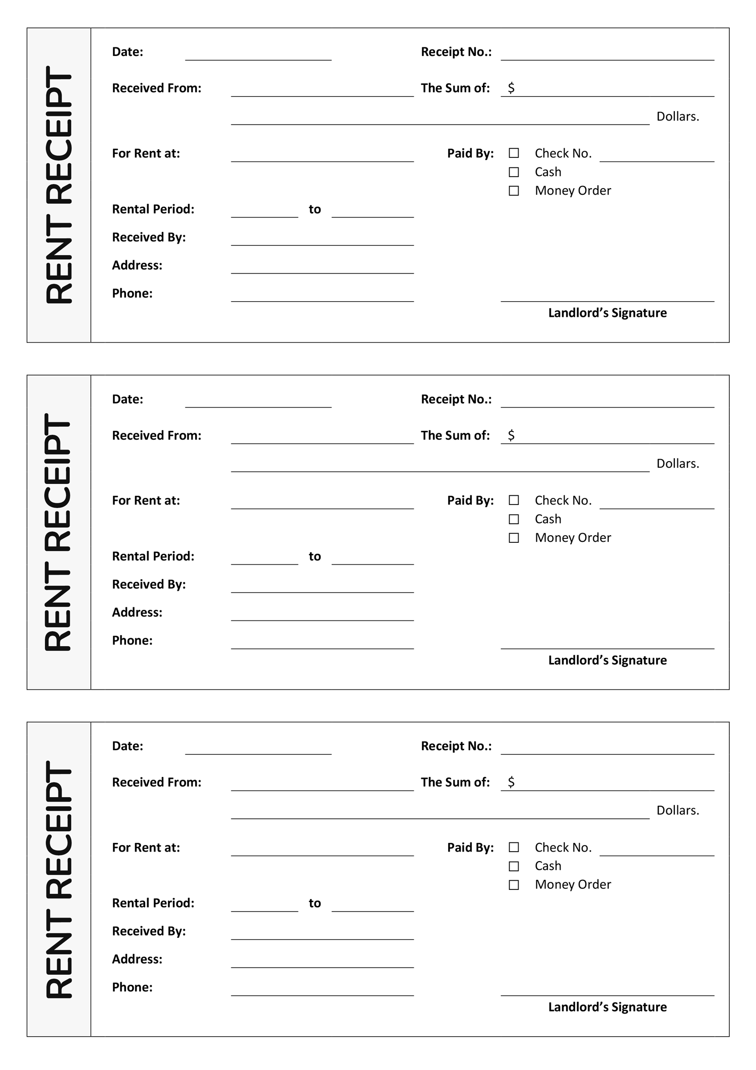 Blank Rent Receipt Template - Google Docs | Word - Highfile
