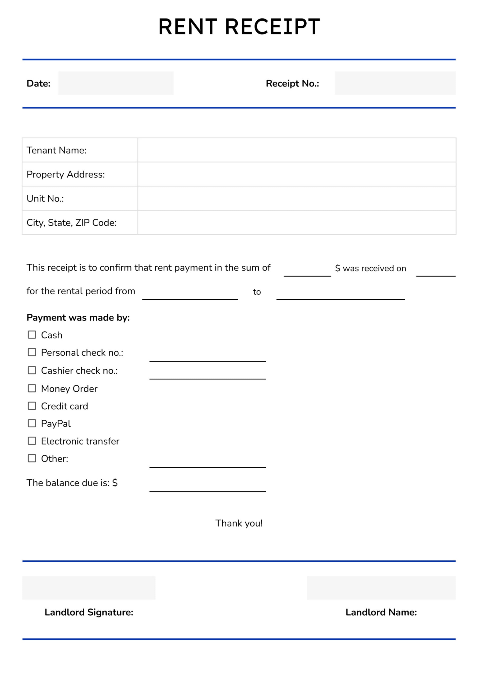 House Rent Receipt Template - Google Docs | Word - Highfile