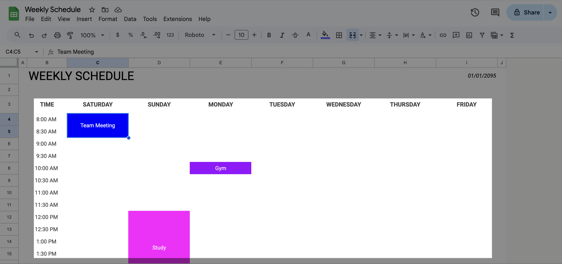 Fill in Events, Tasks, or Appointments