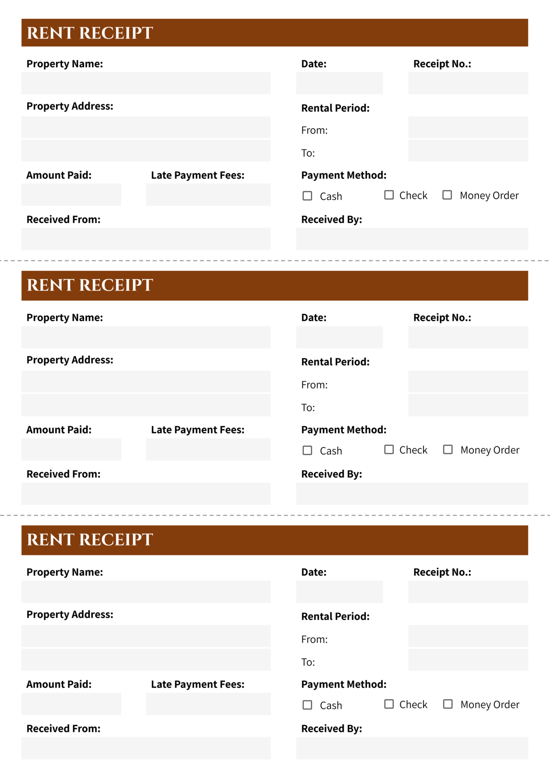 Rent Paid Receipt Template - Google Docs | Word - Highfile