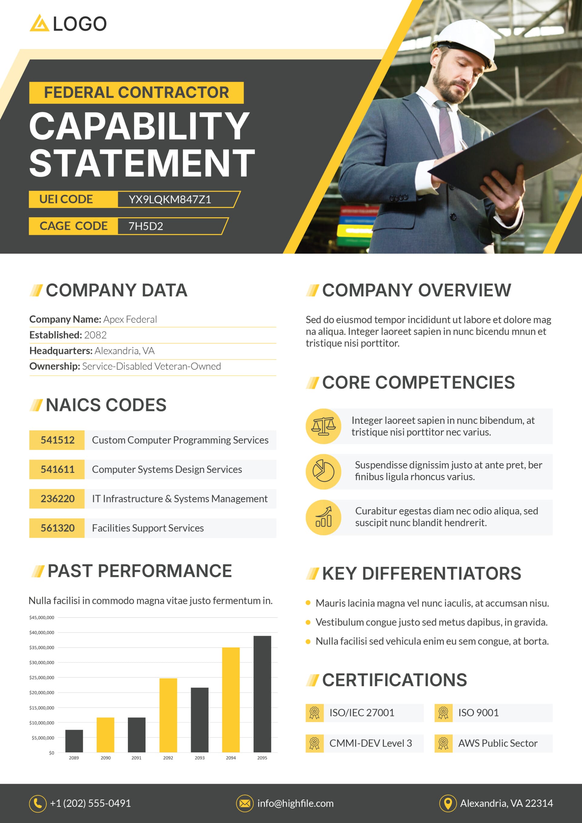 Federal Contractor Capability Statement Template - PowerPoint | Google ...