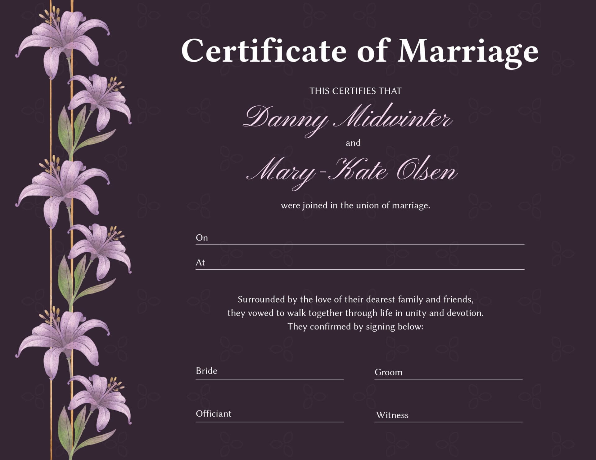 Lavender Marriage Certificate Template Highfile lavender-marriage-certificate-template-highfile