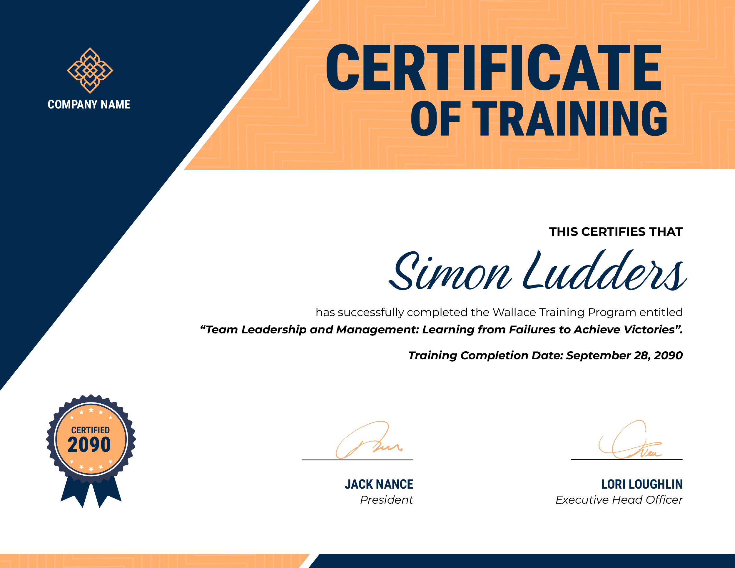 Black and Blue Training Certificate Template - Highfile