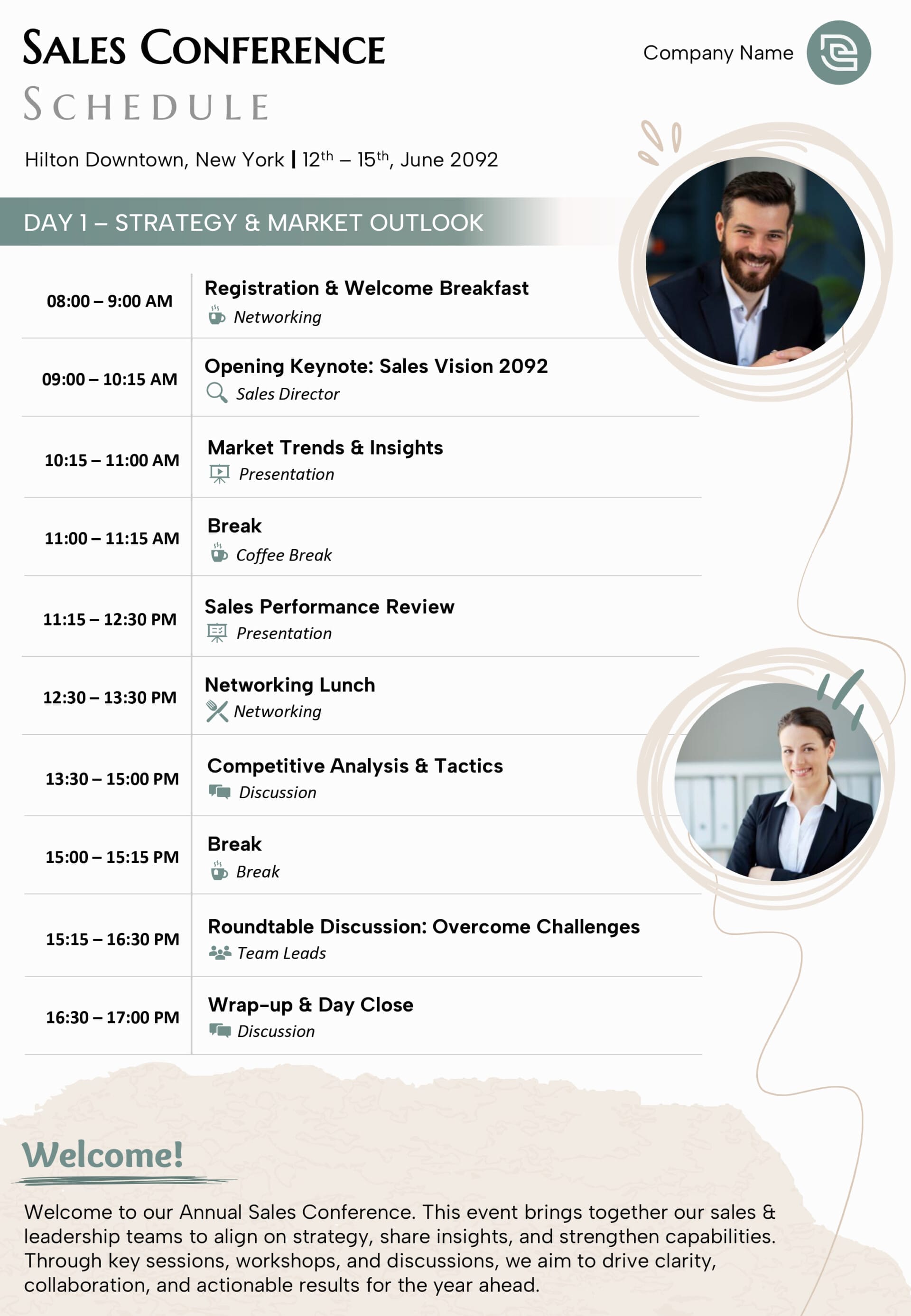 Free Sales Conference Schedule Template (Edit & Print) - Highfile