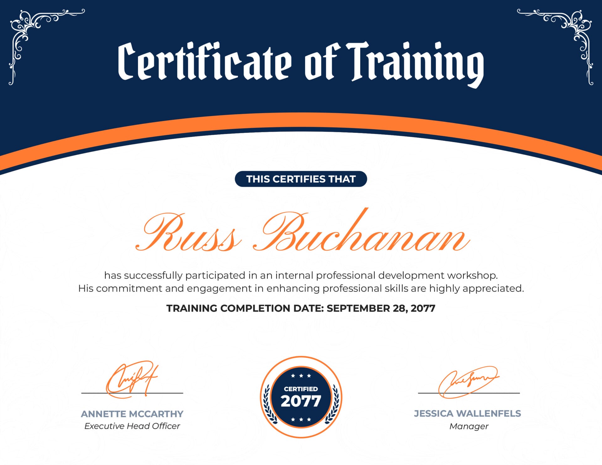 Black and Blue Training Certificate Template - Highfile